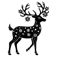 Deer black silhouette Christmas Deer Vector illustration