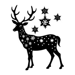 Deer black silhouette Christmas Deer Vector illustration