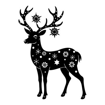 recommend clip art: Deer black silhouette Christmas Deer Vector illustration