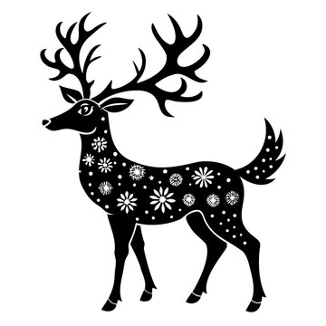 recommend clip art: Deer black silhouette Christmas Deer Vector illustration