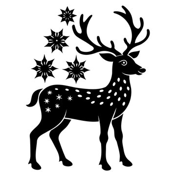 recommend clip art: Deer black silhouette Christmas Deer Vector illustration
