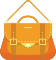 Stylish orange leather handbag featuring a sturdy shoulder strap and decorative buckles, embodying a perfect blend of fashion and functionality