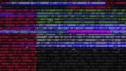 Binary code on flag of United Arab Emirates. Program source code or Hacker concept on UAE flag....