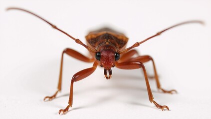 Naklejka premium A photographic depiction of a kissing bug with an emphasis on intricate details of its body structure