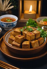 Delicious Taiwanese traditional food dish stinky tofu