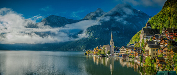 Hallstatt - wchód słońca, Austria, Górna Austria © grzegorz_pakula