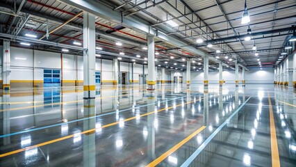 Epoxy and waxed floor in hangar or parking