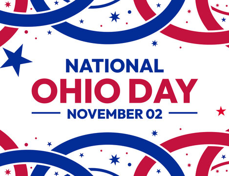 National Ohio Day patriotic background design with shapes and typography in the center. Ohio day backdrop
