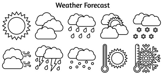 Obraz premium Weather Forecasting Icons