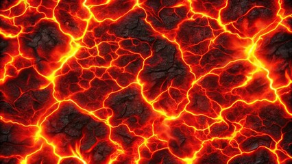 Fiery lava flowing on red and black background seamless tile pattern
