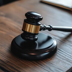 Judge's gavel on the table close-up