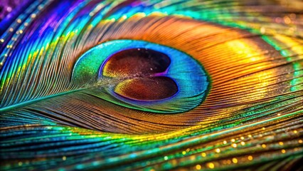 Obraz premium Extreme close-up seamless pattern of elegant shiny peacock feathers