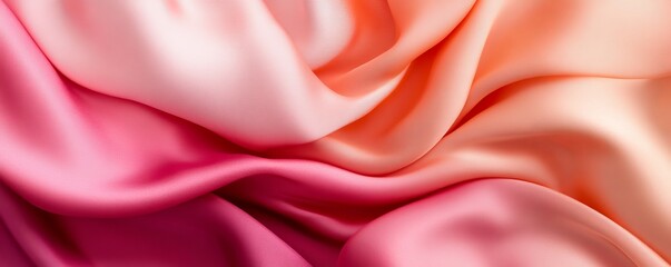 Obraz premium Luxurious pink silk background with smooth texture, romantic waves, elegant curves, and ombre effect for design projects
