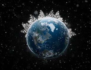 Obraz premium Bosque congelado sobre el planeta por el cambio climatico, 24 de octubre dia internacional del cambio climatico