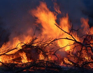 Un bosque en llamas durante un incendio