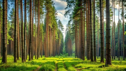 Obraz premium forest landscape reserve with natural coniferous stand