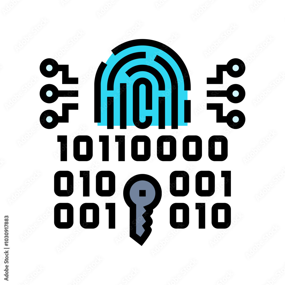 Poster encryption biometric color icon vector. encryption biometric sign. isolated symbol illustration