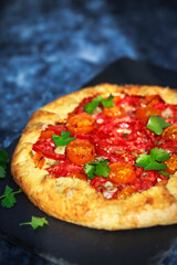 Delicious homemade rustic open tomato pie (galette)