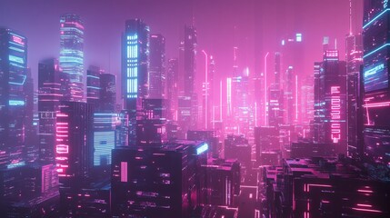 Futuristic Cityscape with Neon Lights