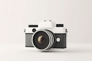 Retro camera design on plain backdrop