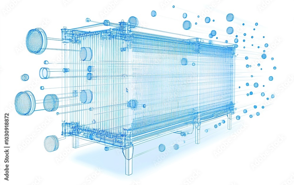 Poster a detailed illustration of a cooling system showcasing its components and functionality in a technic