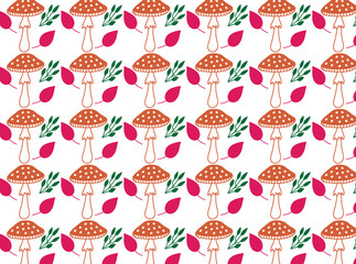 Seamless mushroom pattern background