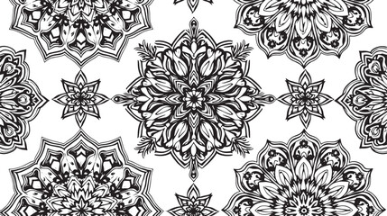 Obraz premium Intricate Mandala Designs Set with Black and White Ornamental Shape Patterns for Decoration