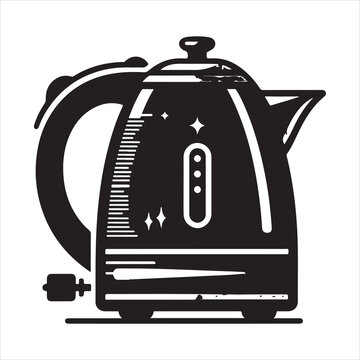 recommend clip art: Electric kettle silhouette on white background
                    