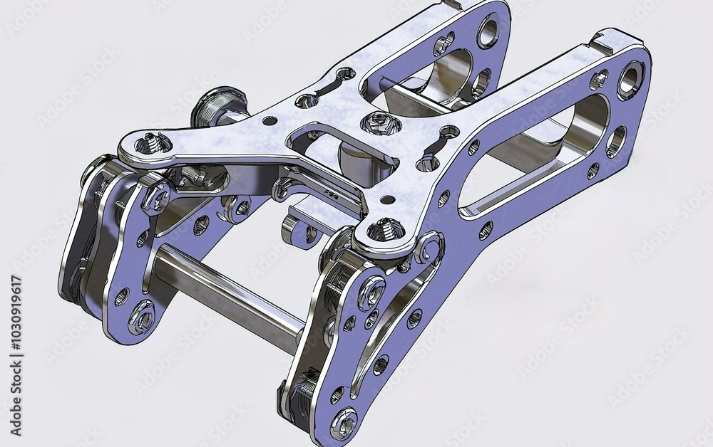 Poster detailed close-up of a mechanical linkage assembly showcasing intricate design and functionality in 