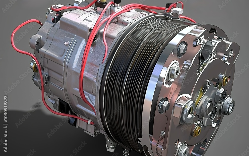 Poster high-performance electric motor showcasing advanced engineering in a modern design with intricate wi