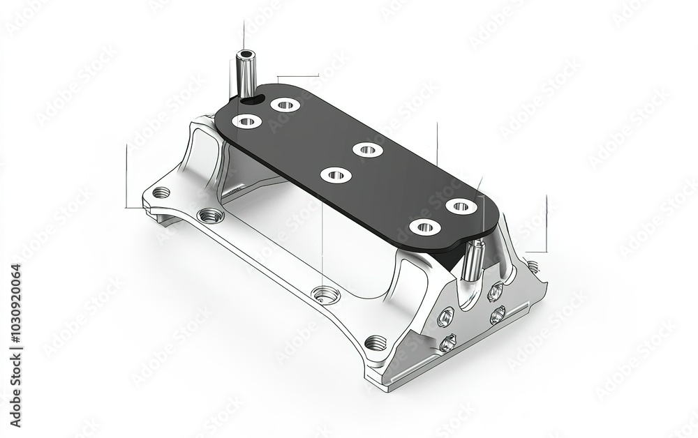 Poster 3d rendering of a precision-engineered component for mechanical assemblies, showcasing detailed desi