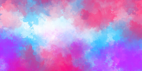 Abstract painting of blue, pink, and purple. Watercolor cloudy Color Multicolor abstract blurred watercolor grunge texture background. polished and empty smooth Hand painted watercolor vector art.