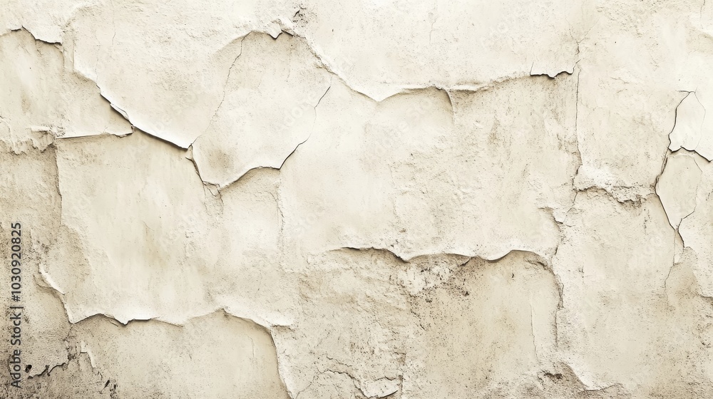 Poster aged, cracked wall with peeling paint, creating a textured vintage background filled with abstract p