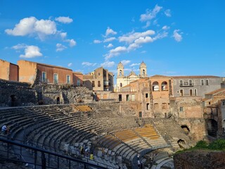 Teatro Antico greco-romano di Catania, Sicily. Exploring Italy. art and architecture 