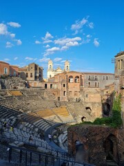 Fototapeta premium Teatro Antico greco-romano di Catania, Sicily. Exploring Italy. art and architecture 