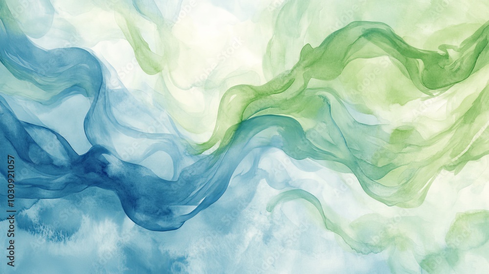 Poster Creating a mesmerizing abstract background with alcohol ink, featuring stunning blue and green waves. Perfect for adding elegance and creativity to your project