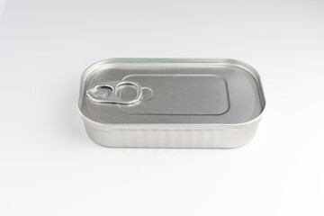 Can of sardines on a plain white background