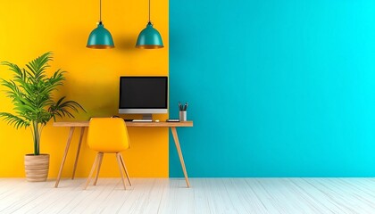 Image of working space with a desk in modern office.