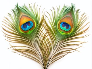 Obraz premium Stunning Isolated Peacock Feathers on White Background for Elegant Decor and Nature Photography