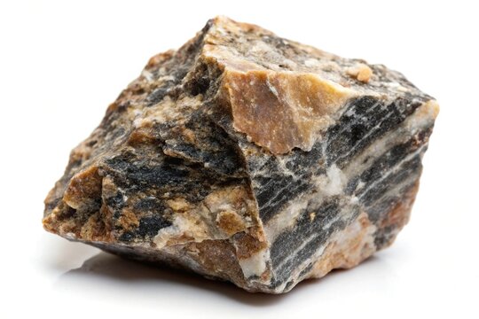 Hornfels metamorphic rock specimen isolated on white background