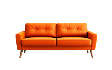 Fototapeta premium Modern orange sofa, styled for comfort, isolated on a white background. Transparent background.