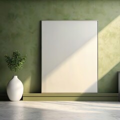 Minimalist frame mockup in natural settings, wooden textures, soft lighting, and simple decor. Ideal for artwork, photography, prints, modern environment with a cozy, rustic vibe