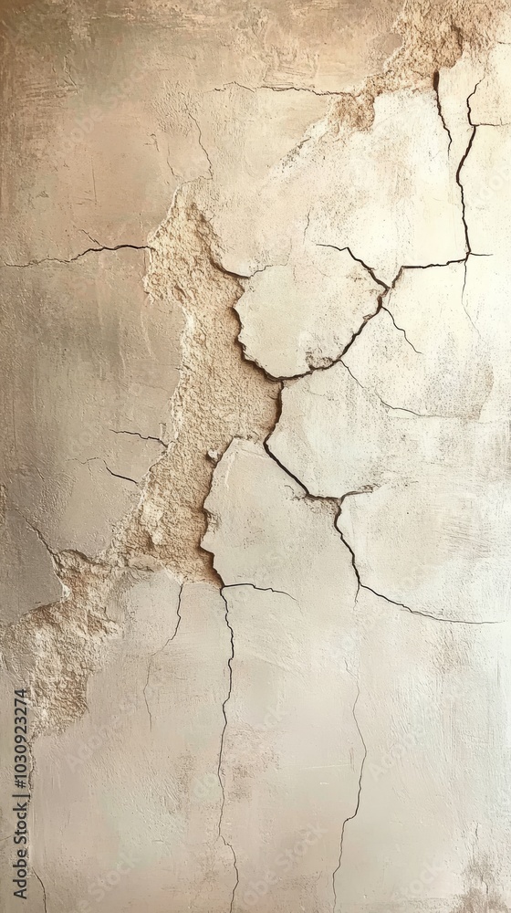 Poster cracked and distressed wall surface showing damage and creating an abstract pattern, perfect for bac