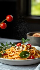 Traditional Italian pasta Carbonara, Spaghetti with bacon, egg and parmesan cheese