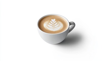 Cup of coffee latte isolated on white backgroud with clipping path