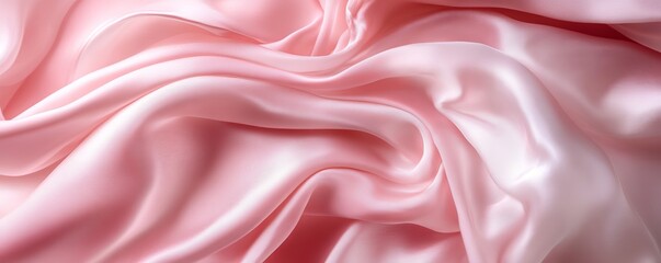 Obraz premium Gracefully waving pink silk texture, perfect for luxury projects. Ideal for weddings, fashion, or sophisticated designs. Plenty of copy space for creative ideas