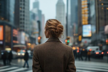 Plakat Businesswoman standing in times square new york city
