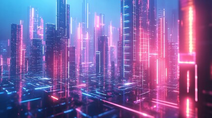 Obraz premium Neon Cityscape - A Futuristic Urban Scene
