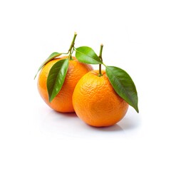 tangerines with leaves isolated