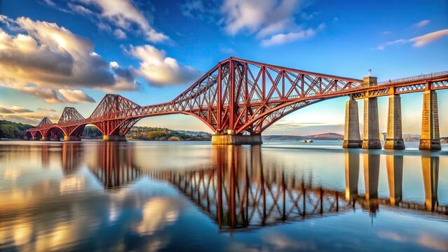 Leading Lines of Forth Road Bridge and Forth Rail Bridge in Edinburgh, Scotland